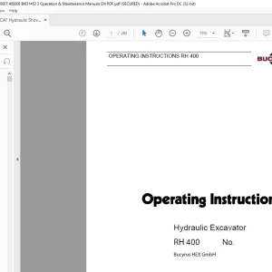 CAT Bucyrus RH 400 Hydraulic Excavator Operating Instruction Manual - PDF DOWNLOAD