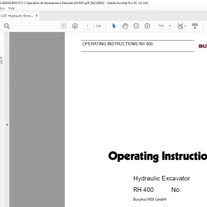CAT Bucyrus RH 400 Hydraulic Excavator Operating Instruction Manual 3659450 - PDF DOWNLOAD