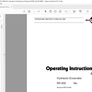 CAT Bucyrus RH 400 Hydraulic Excavator Operating Instruction Manual 3725030 - PDF DOWNLOAD