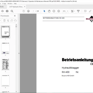 CAT Bucyrus RH 400 Hydraulikbagger Betriebsanleitung 2803560 PDF DOWNLOAD (GERMAN)