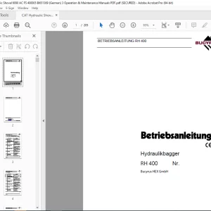 CAT Bucyrus RH 400 Hydraulikbagger Betriebsanleitung 2803900 PDF DOWNLOAD (GERMAN)