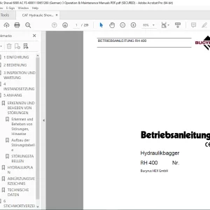 CAT Bucyrus RH 400 Hydraulikbagger Betriebsanleitung 3725030 PDF DOWNLOAD (GERMAN)