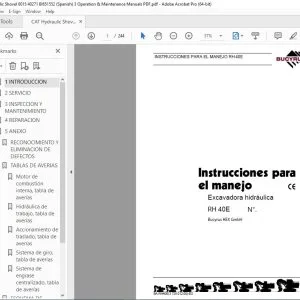CAT Bucyrus RH 40E Excavadora hidráulica lnstrucciones parael manejo 3725012 PDF DOWNLOAD (Spanish)