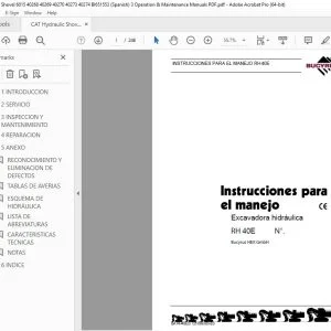 CAT Bucyrus RH 40E Excavadora hidráulica lnstrucciones parael manejo PDF DOWNLOAD (Spanish)