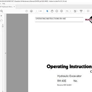 CAT Bucyrus RH 40E Hydraulic Excavator Operating Instruction Manual - PDF DOWNLOAD