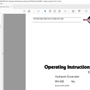 CAT Bucyrus RH 40E Hydraulic Excavator Operating Instruction Manual 2486214.03 - PDF DOWNLOAD