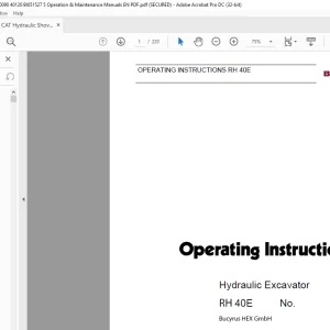 CAT Bucyrus RH 40E Hydraulic Excavator Operating Instruction Manual 2804411 - PDF DOWNLOAD