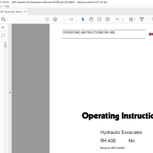 CAT Bucyrus RH 40E Hydraulic Excavator Operating Instruction Manual 3659050 - PDF DOWNLOAD