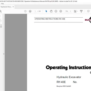 CAT Bucyrus RH 40E Hydraulic Excavator Operating Instruction Manual 3663640 - PDF DOWNLOAD