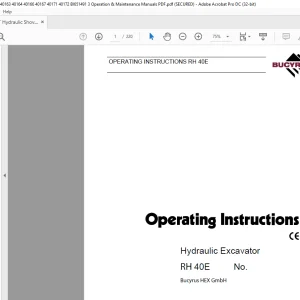 CAT Bucyrus RH 40E Hydraulic Excavator Operating Instruction Manual 3664930 - PDF DOWNLOAD