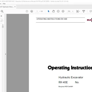 CAT Bucyrus RH 40E Hydraulic Excavator Operating Instruction Manual 3720306 - PDF DOWNLOAD