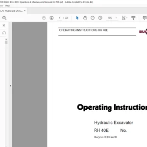 CAT Bucyrus RH 40E Hydraulic Excavator Operating Instruction Manual 3720330 - PDF DOWNLOAD