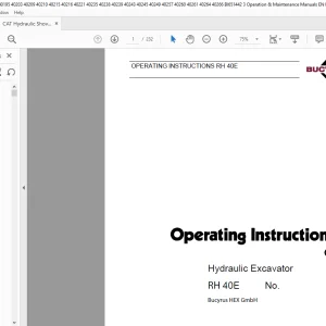 CAT Bucyrus RH 40E Hydraulic Excavator Operating Instruction Manual 3720840 - PDF DOWNLOAD