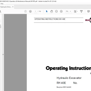 CAT Bucyrus RH 40E Hydraulic Excavator Operating Instruction Manual 3725018 - PDF DOWNLOAD