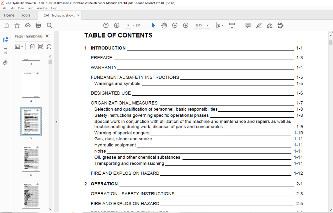 CAT Bucyrus RH 40E Hydraulic Excavator Operating Instruction Manual ...