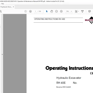 CAT Bucyrus RH 40E Hydraulic Excavator Operating Instruction Manual 3725040 - PDF DOWNLOAD