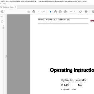 CAT Bucyrus RH 40E Hydraulic Excavator Operating Instruction Manual 3725041 - PDF DOWNLOAD