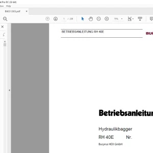 CAT Bucyrus RH 40E Hydraulikbagger BETRIEBSANLEITUNG BI651265  - PDF DOWNLOAD (German)