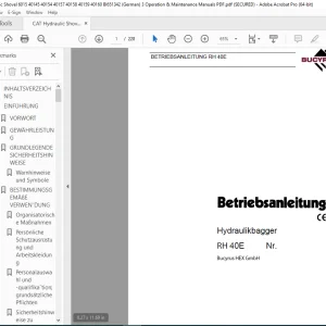 CAT Bucyrus RH 40E Hydraulikbagger Betriebsanleitung 3663640 PDF DOWNLOAD (GERMAN)