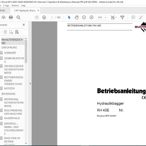 CAT Bucyrus RH 40E Hydraulikbagger Betriebsanleitung 3720306 PDF DOWNLOAD (GERMAN)