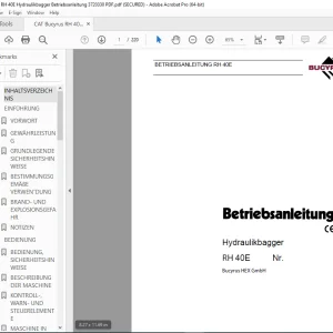 CAT Bucyrus RH 40E Hydraulikbagger Betriebsanleitung 3720330 PDF DOWNLOAD (GERMAN)