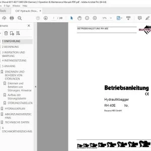 CAT Bucyrus RH 40E Hydraulikbagger Betriebsanleitung 3725012 PDF DOWNLOAD (German)