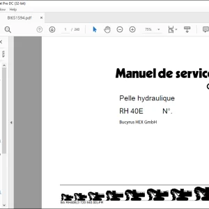 CAT Bucyrus RH 40E Pelle hydraulique MANUEL DE SERVICE BI651594 -  PDF DOWNLOAD (French)