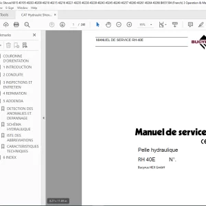 CAT Bucyrus RH 40E Pelle hydraulique Manuel de service 3720840 PDF  DOWNLOAD (FRENCH)