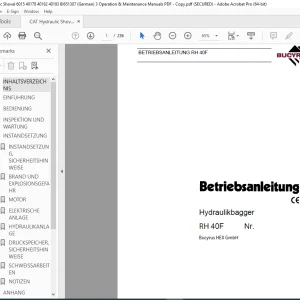 CAT Bucyrus RH 40F Hydraulikbagger Betriebsanleitung 3668020 PDF DOWNLOAD (GERMAN)