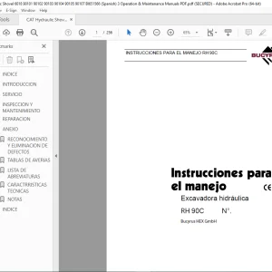 CAT Bucyrus RH 90C Excavadora hidráulica Instrucciones para el manejo 3668920 PDF DOWNLOAD (SPANISH)