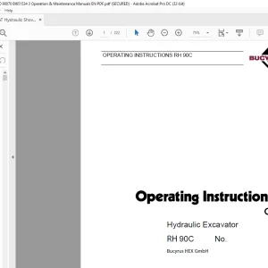 CAT Bucyrus RH 90C Hydraulic Excavator Operating Instruction Manual 2731665 - PDF DOWNLOAD