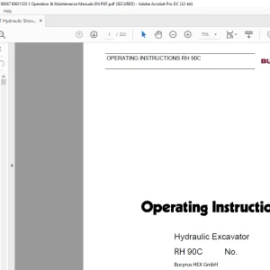 CAT Bucyrus RH 90C Hydraulic Excavator Operating Instruction Manual 2796616 - PDF DOWNLOAD