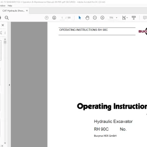 CAT Bucyrus RH 90C Hydraulic Excavator Operating Instruction Manual 3657160 - PDF DOWNLOAD