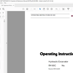 CAT Bucyrus RH 90C Hydraulic Excavator Operating Instruction Manual 3659410 - PDF DOWNLOAD
