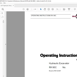 CAT Bucyrus RH 90C Hydraulic Excavator Operating Instruction Manual 3659460 - PDF DOWNLOAD