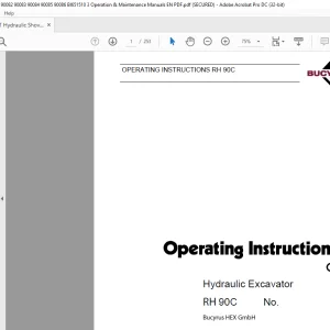 CAT Bucyrus RH 90C Hydraulic Excavator Operating Instruction Manual 3663010 - PDF DOWNLOAD