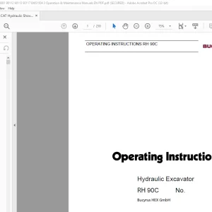 CAT Bucyrus RH 90C Hydraulic Excavator Operating Instruction Manual 3663740 - PDF DOWNLOAD