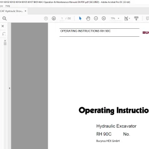 CAT Bucyrus RH 90C Hydraulic Excavator Operating Instruction Manual 3668920 - PDF DOWNLOAD