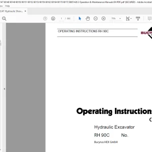 CAT Bucyrus RH 90C Hydraulic Excavator Operating Instruction Manual 3725028 - PDF DOWNLOAD