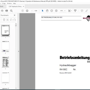 CAT Bucyrus RH 90C Hydraulikbagger Betriebsanleitung 2731665 PDF DOWNLOAD (GERMAN)