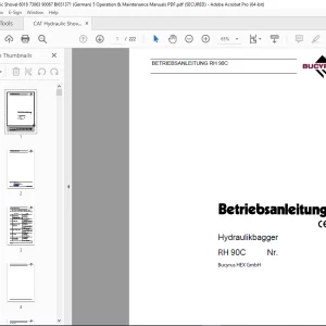 CAT Bucyrus RH 90C Hydraulikbagger Betriebsanleitung 2796616 PDF DOWNLOAD (GERMAN)