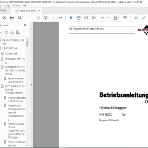 CAT Bucyrus RH 90C Hydraulikbagger Betriebsanleitung 3663010 PDF DOWNLOAD (GERMAN)