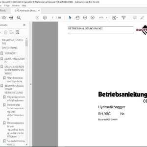 CAT Bucyrus RH 90C Hydraulikbagger Betriebsanleitung 3666340 PDF DOWNLOAD (GERMAN)