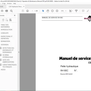 CAT Bucyrus RH 90C Pelle hydraulique Manuel de service 3668470 PDF DOWNLOAD (FRENCH)