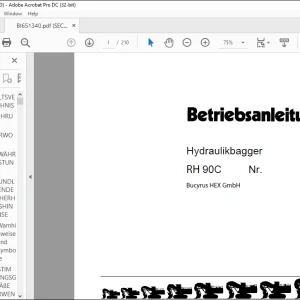 CAT Bucyrus RH 90CHydraulikbagger BETRIEBSANLEITUNG BI651340 - PDF DOWNLOAD (German)