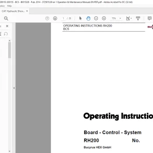 CAT Bucyrus RH200 Board - Control - System Operating Instruction Manual 3725015 - PDF DOWNLOAD