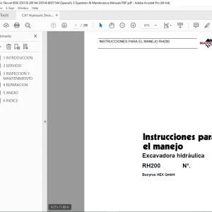 CAT Bucyrus RH200 Excavadora hidráulica Instrucciones para el manejo 3725052 PDF DOWLOAD (SPANISH)