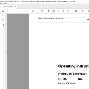 CAT Bucyrus RH200 Hydraulic Excavator Operating Instruction Manual 3725014 - PDF DOWNLOAD