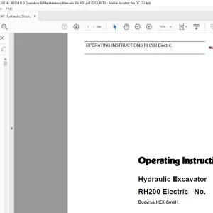 CAT Bucyrus RH200 Hydraulic Excavator Operating Instruction Manual 3725049 - PDF DOWNLOAD