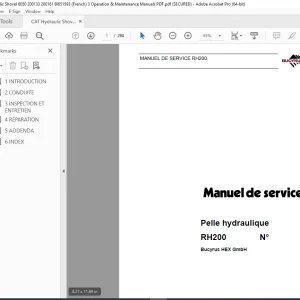 CAT Bucyrus RH200 Pelle hydraulique Manuel de service 3725014 PDF DOWNLOAD (FRENCH)